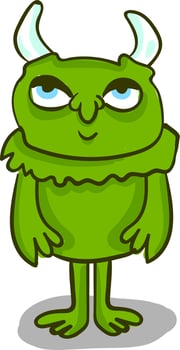 A green monster with big eyes, vector or color illustration.
