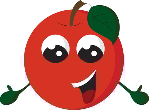 A happy red apple, vector or color illustration.
