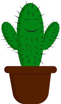 A happy green cactus, vector or color illustration.