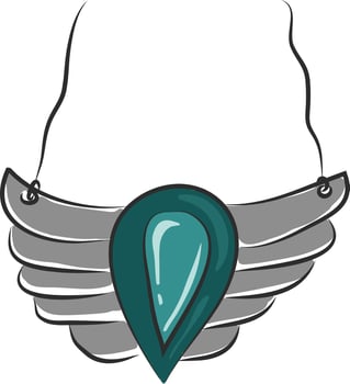 Pendant with wings, vector or color illustration.