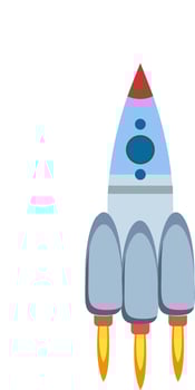 A flying rocket, vector or color illustration.