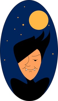 Vampire at night, vector or color illustration.