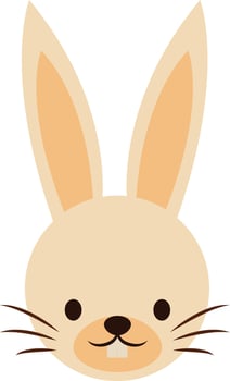 Cute rabbit with long ears, illustration, vector on white background.