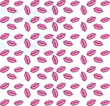 A bunch of pink lips, illustration, vector on white background.