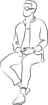 Teenager sitting, illustration, vector on white background.
