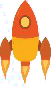 Orange rocket, illustration, vector on white background.