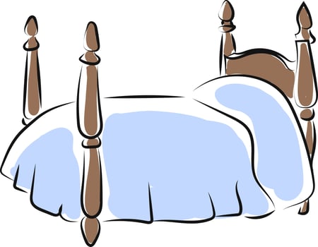 Big childrens bed, illustration, vector on white background.