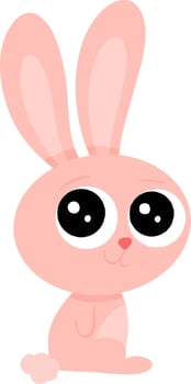 Cute pink bunny, illustration, vector on white background.
