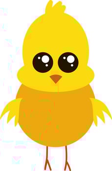 Fat little chicken, illustration, vector on white background.