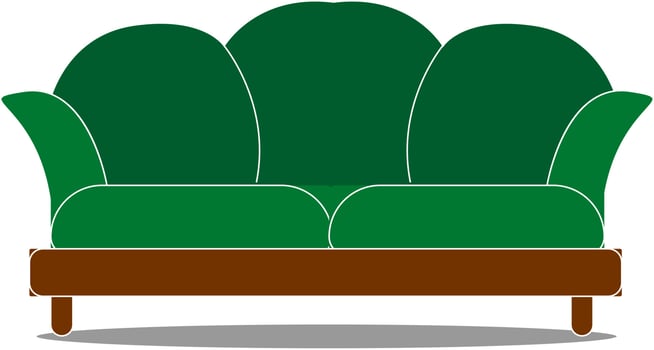 Big green sofa, illustration, vector on white background