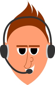 Operater with headset, illustration, vector on white background