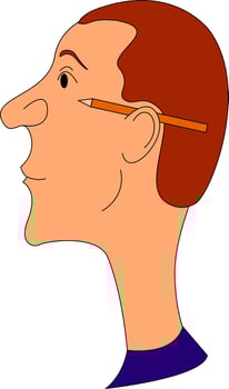 Man with pencil, illustration, vector on white background
