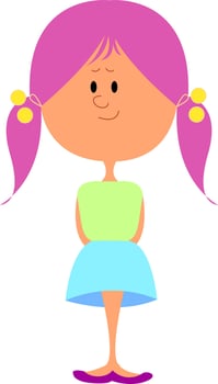 Girl with pink hair, illustration, vector on white background