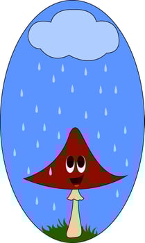 Mushroom on rain, illustration, vector on white background