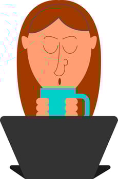 Girl drinking tea, illustration, vector on white background