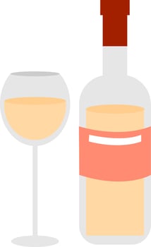 Bottle of white wine, illustration, vector on white background