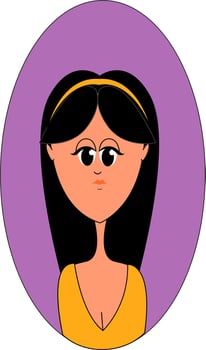 Woman with yellow shirt, illustration, vector on white background