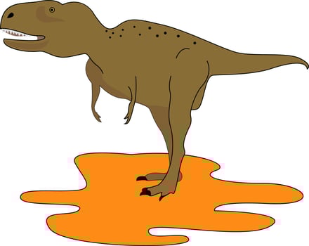 Abelisaurus standing, illustration, vector on white background.