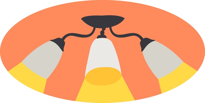 White chandelier, illustration, vector on white background.