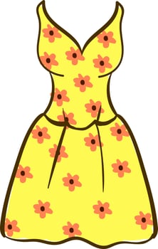 Yellow girl skirt, illustration, vector on white background.