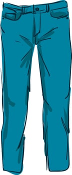 Man jeans pants, illustration, vector on white background.