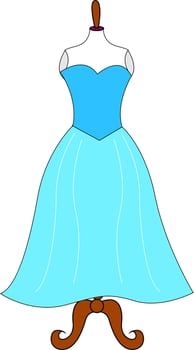Light blue woman dress, illustration, vector on white background.