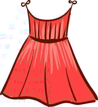 Red woman dress, illustration, vector on white background.