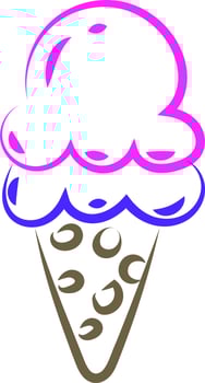 Ice cream drawing, illustration, vector on white background.