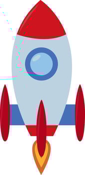 Space rocket, illustration, vector on white background.