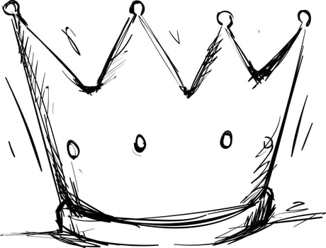 Crown drawing, illustration, vector on white background.