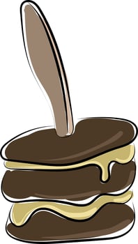 Yummy cake, illustration, vector on white background.