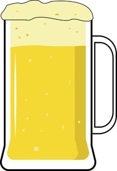 Glass of beer, illustration, vector on white background.