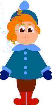 Kid in blue clothes, illustration, vector on white background.