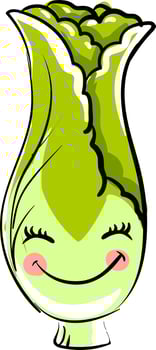 Cute letuce, illustration, vector on white background.