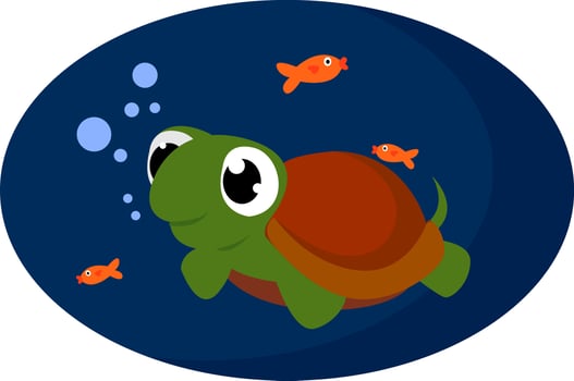 Cute turtle, illustration, vector on white background.