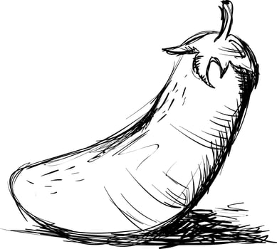 Eggplant drawing, illustration, vector on white background.
