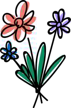Flowers, illustration, vector on white background.