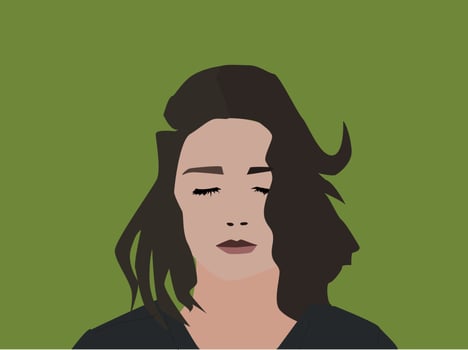 Woman on green background, illustration, vector on white background.
