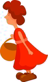 Woman in red, illustration, vector on white background.