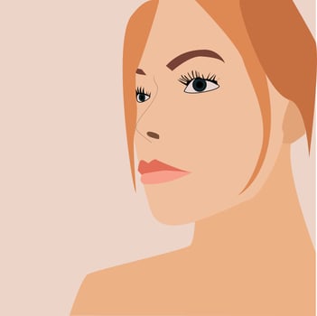 Girl with blue eyes, illustration, vector on white background.