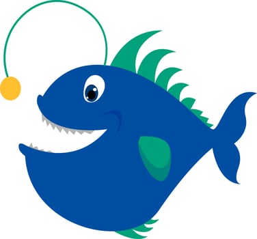 Blue fish, illustration, vector on white background.
