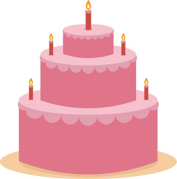 Pink cake, illustration, vector on white background.