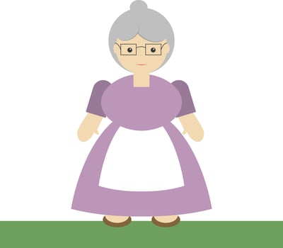 Granny in purple, illustration, vector on white background.