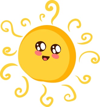 Cute sun, illustration, vector on white background.