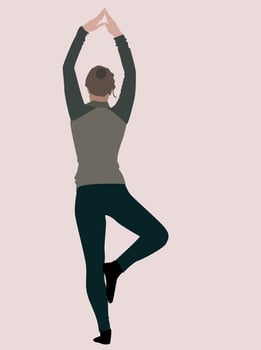Doing yoga, illustration, vector on white background.