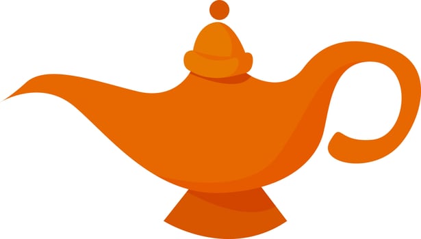 Genie lamp, illustration, vector on white background.