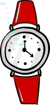 Red wristwatch, illustration, vector on white background.