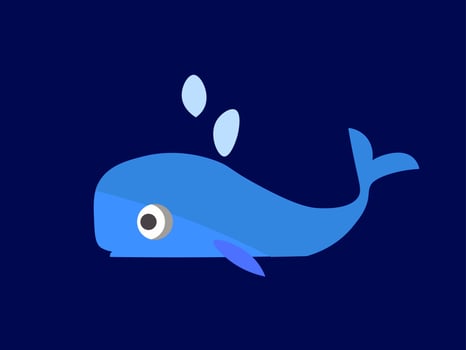 Big eyed whale, illustration, vector on white background.