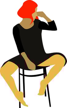 Girl with red hair, illustration, vector on white background.