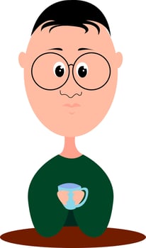 Boy in green shirt, illustration, vector on white background.